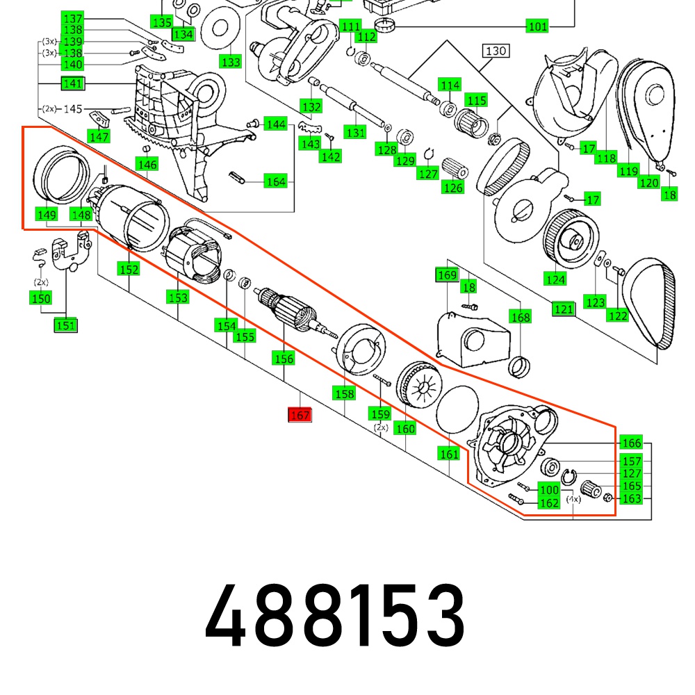 Festool CS 70 EB 230V Replacement Motor Assembly
