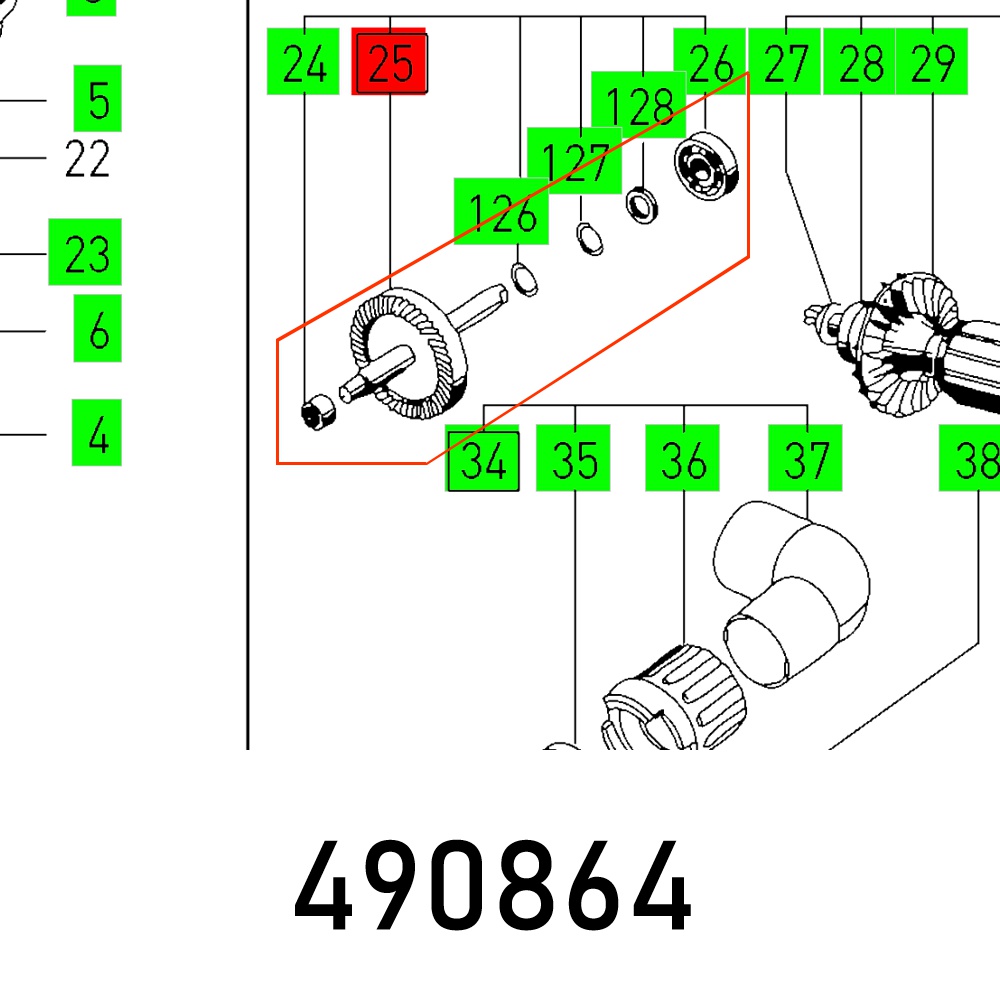 Festool Gear Shaft BS 75 E Belt Sander Spare Part