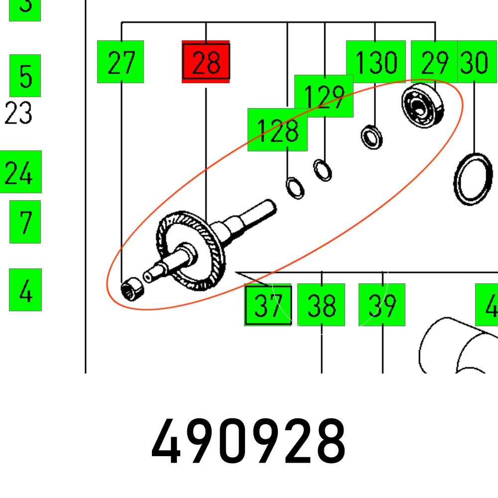Festool Gear Shaft BS 105 E Belt Sander Spare Part