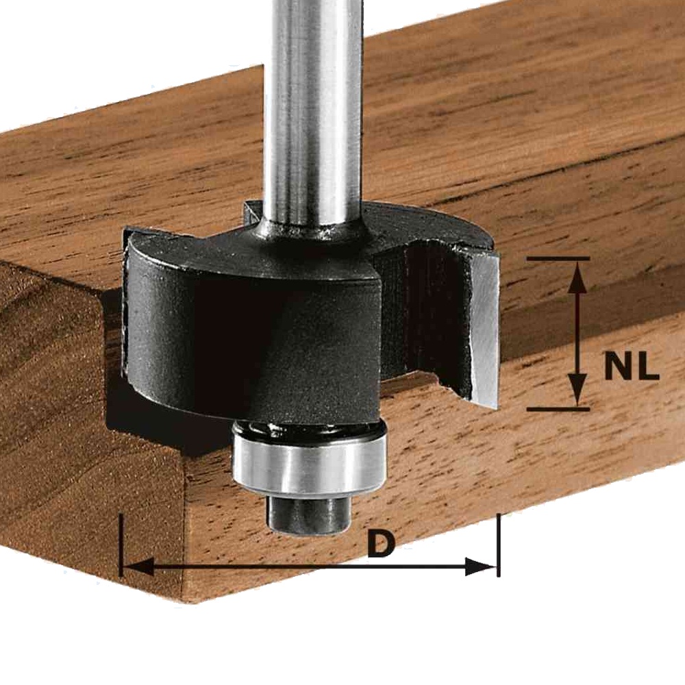Festool Rebating Router Cutter HW S8 D31,7/NL 12,7 with Guide Bearing 8 mm Shank