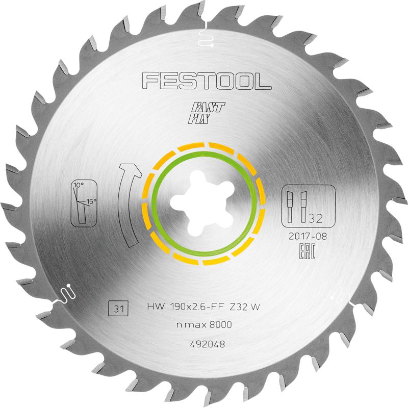 Festool HW 190x2,6 FF W32 WOOD UNIVERSAL Saw Blade 190mm 32T for CS 50