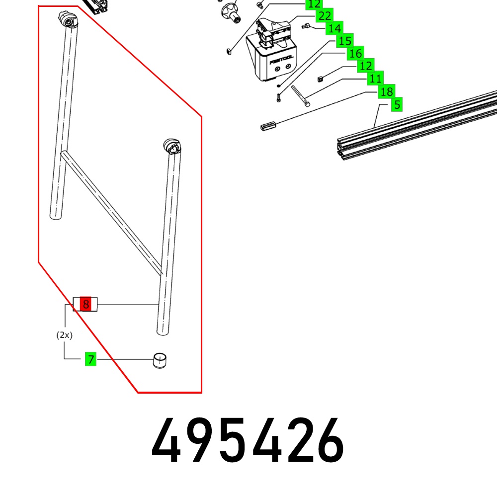 Festool Rear Foldaway Leg MFT/KAPEX Multifunction Table Spare Part