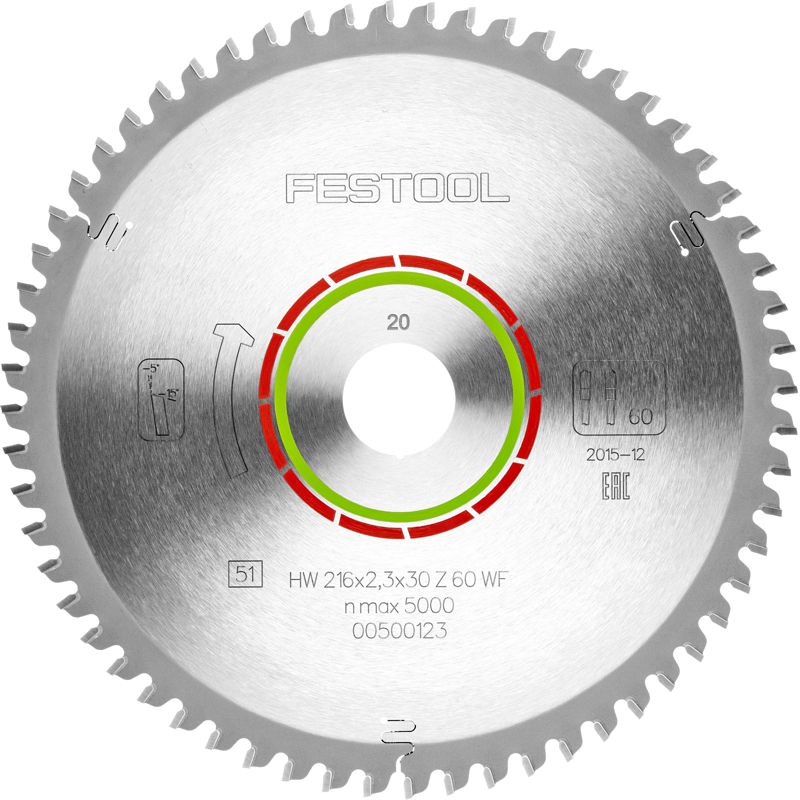 Festool Laminate/HPL Saw Blade HW 216x2.3x30 WZ/FA60 for KS 60 & KSC 60