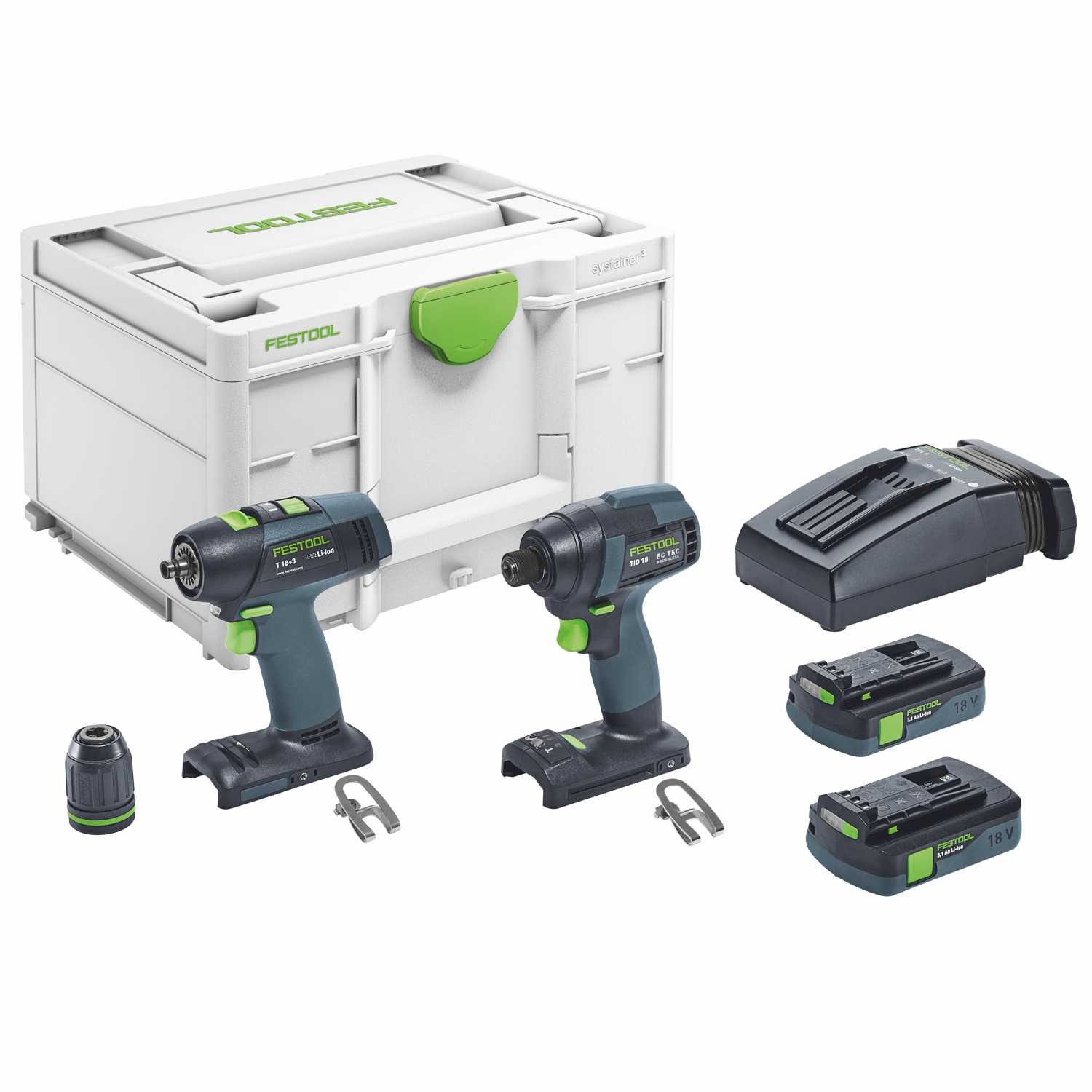 Festool TID 18 C 3,1-Set T18 Cordless Impact Driver and Drill Set 18V 2 x 3.1Ah