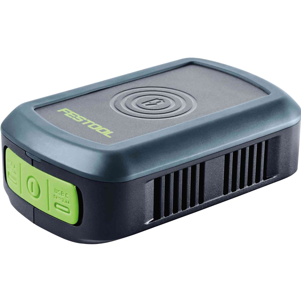 Festool PHC 18 Phone Charger with USB-A, USB-C and Wireless Charging for 18 V Batteries