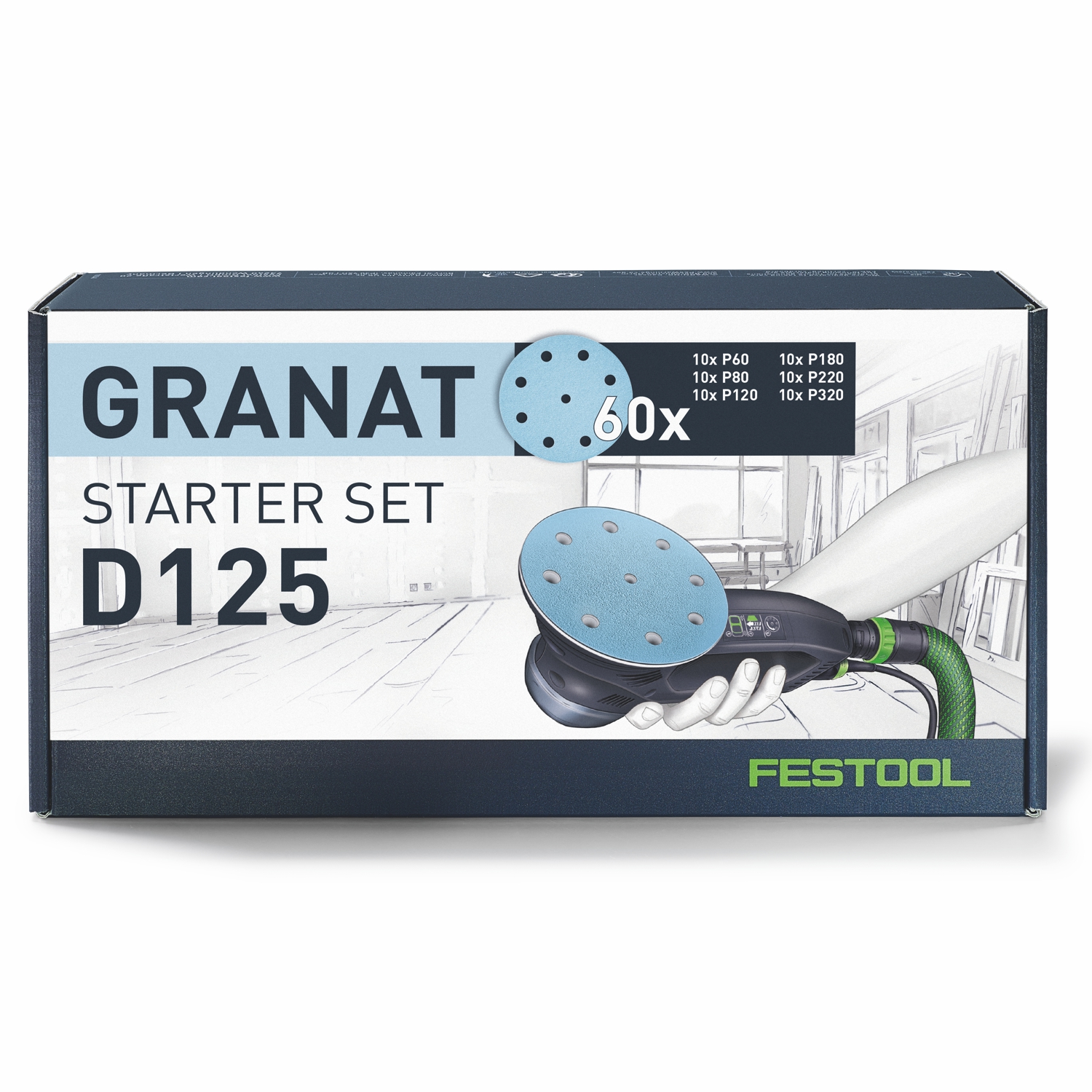 Festool D125 GR-Set Granat Abrasive Disc Starter Set 125mm 60-Piece
