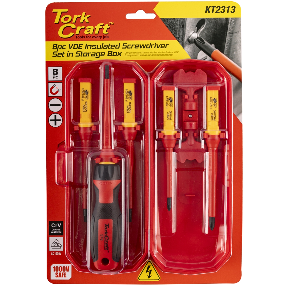 8pc Screwdriver Set Vde Insulated C/w Storage Box