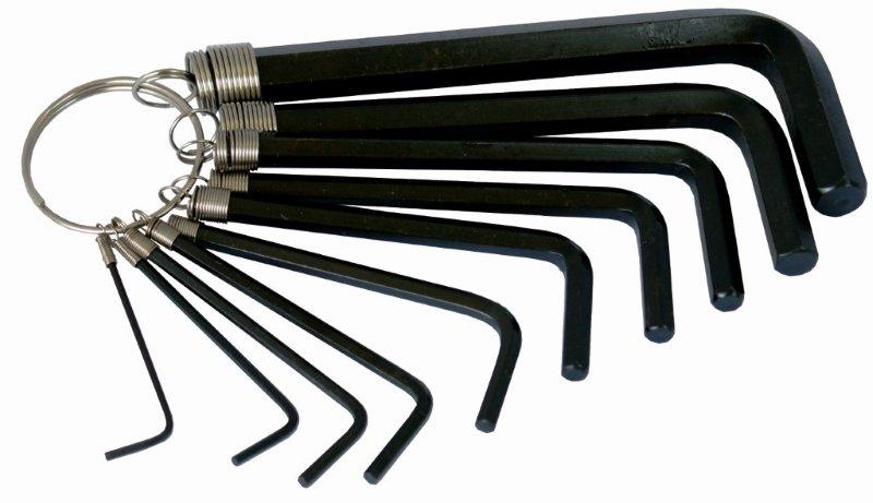 10pc Hex Allen Key Set On Key Ring Sizes- 1.5,2,2.5,3,4,5,5.5,6,8,10mm