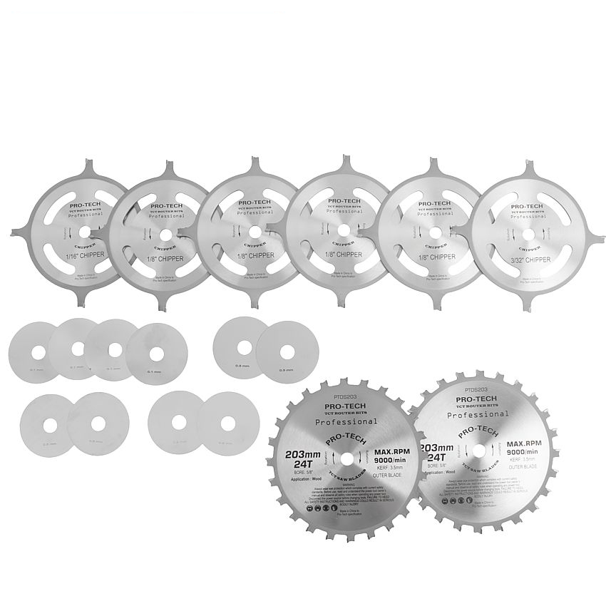 Dado Set 203mm X 15.88 X 24t 4 X 1/8' 3/32'1/16' Chip 27.5mm