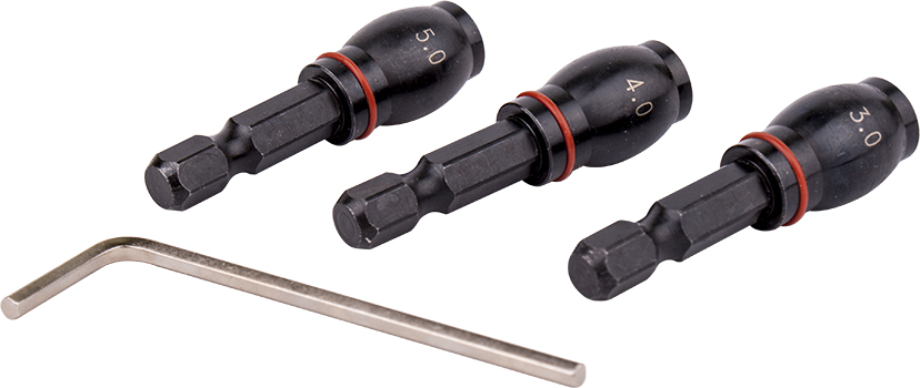 Drill Bit Adaptor Set 3pc 3.4.5mm Fem Rnd- Grub Screw Type 1/4'm Hex S