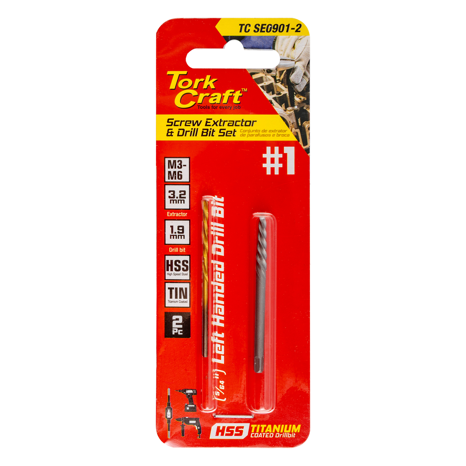 Screw Extractor Set 2pc With Left Hand Drill Bit