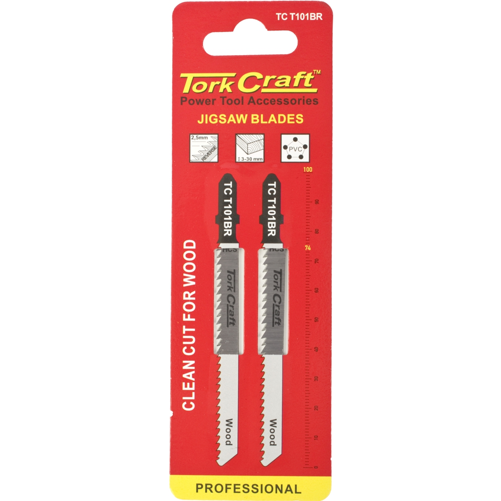 T-Shank Jigsaw Blade Reverse Tooth 2.5mm 10tpi 100mm Wood