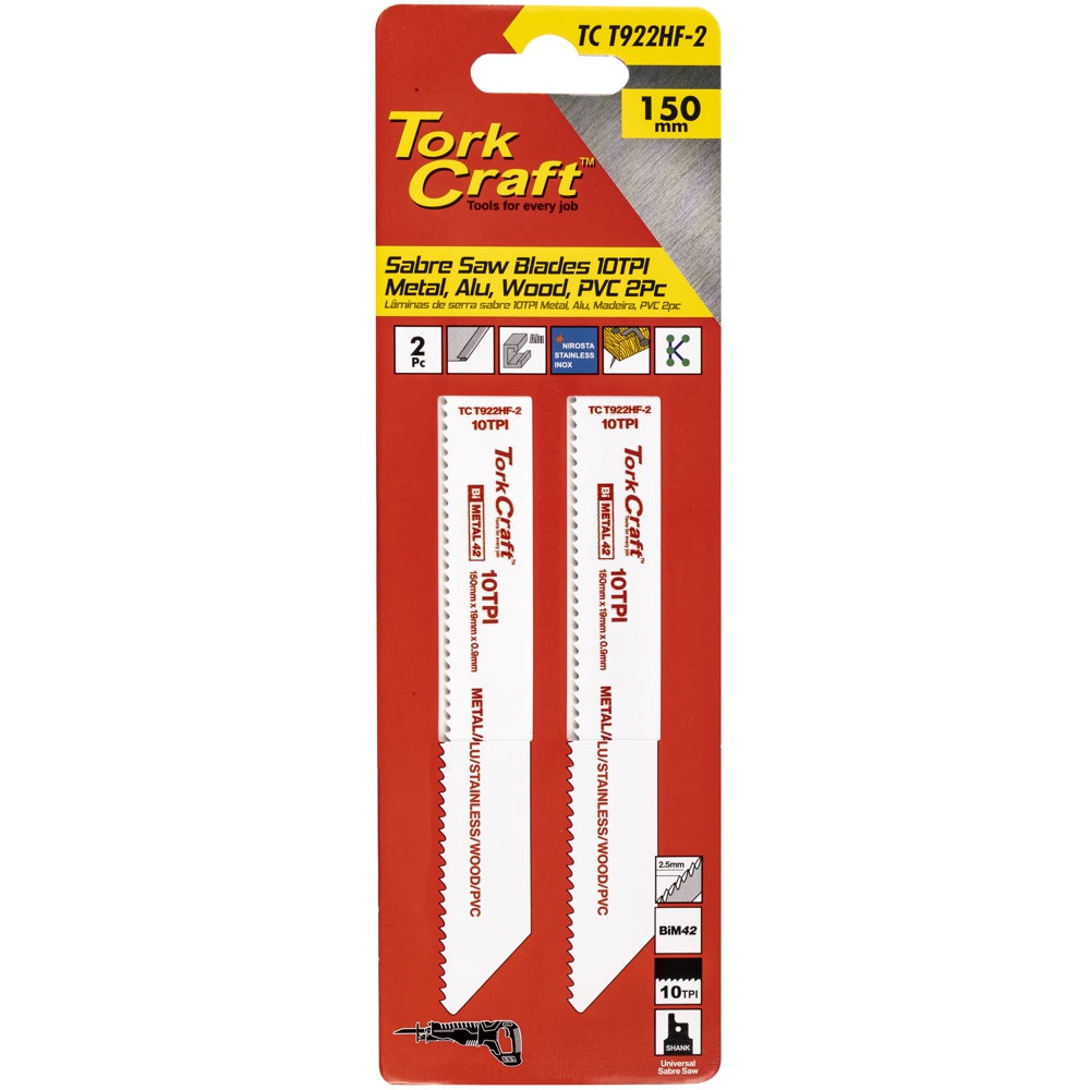 Sabre Saw Blade X 2.5mm 10tpi Wood, Metal, Pvc,Al 2pc