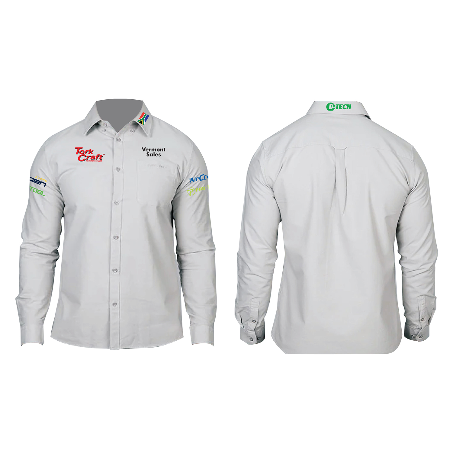 Vermont Mens Cotton Long Sleeve Shirt Grey Medium
