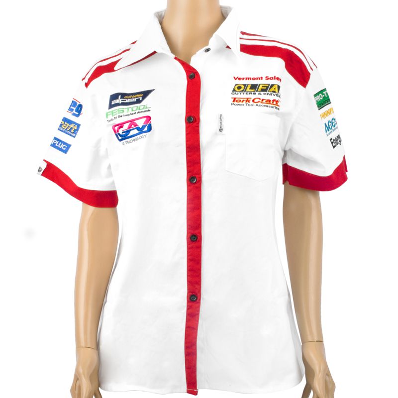 Vermont Ladies - White/red Cotton Shirt - 4x-large