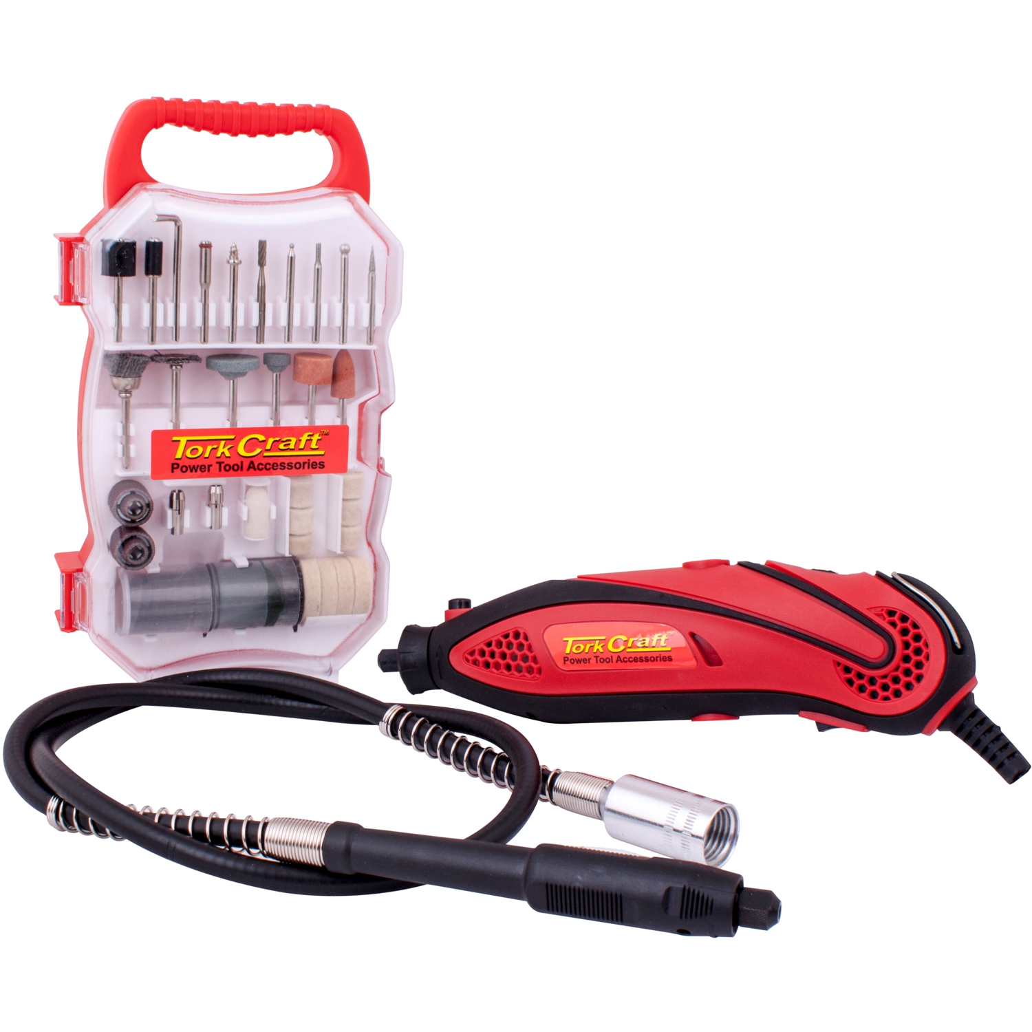 Tork Craft 135W Mini Rotary Tool and 72 Piece Accessory Kit With Flexible Shaft