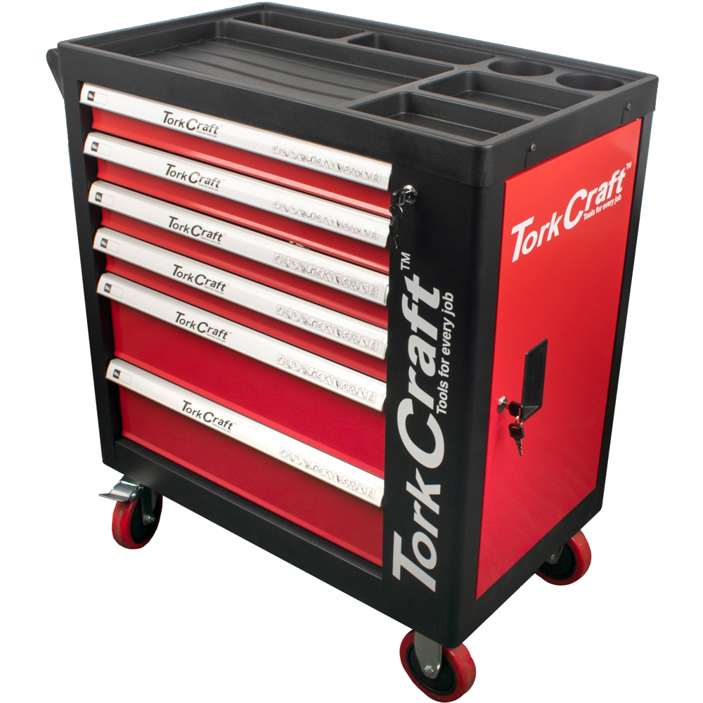 Tork Craft 6 Drawer Roller Cab Tool Box On Castors With 184pc Of Stock