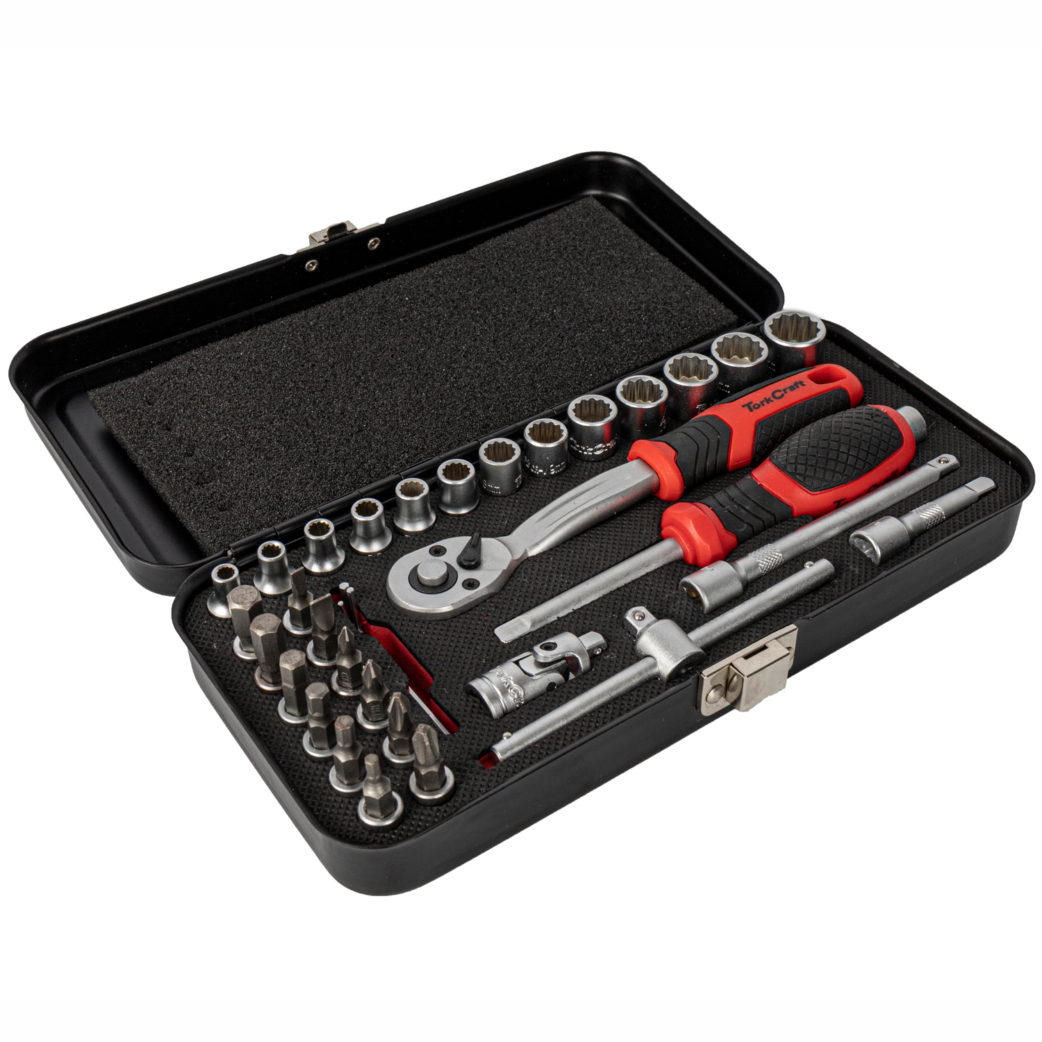 Socket & Ratchet Set Dr Crv 12 Point Metal Case