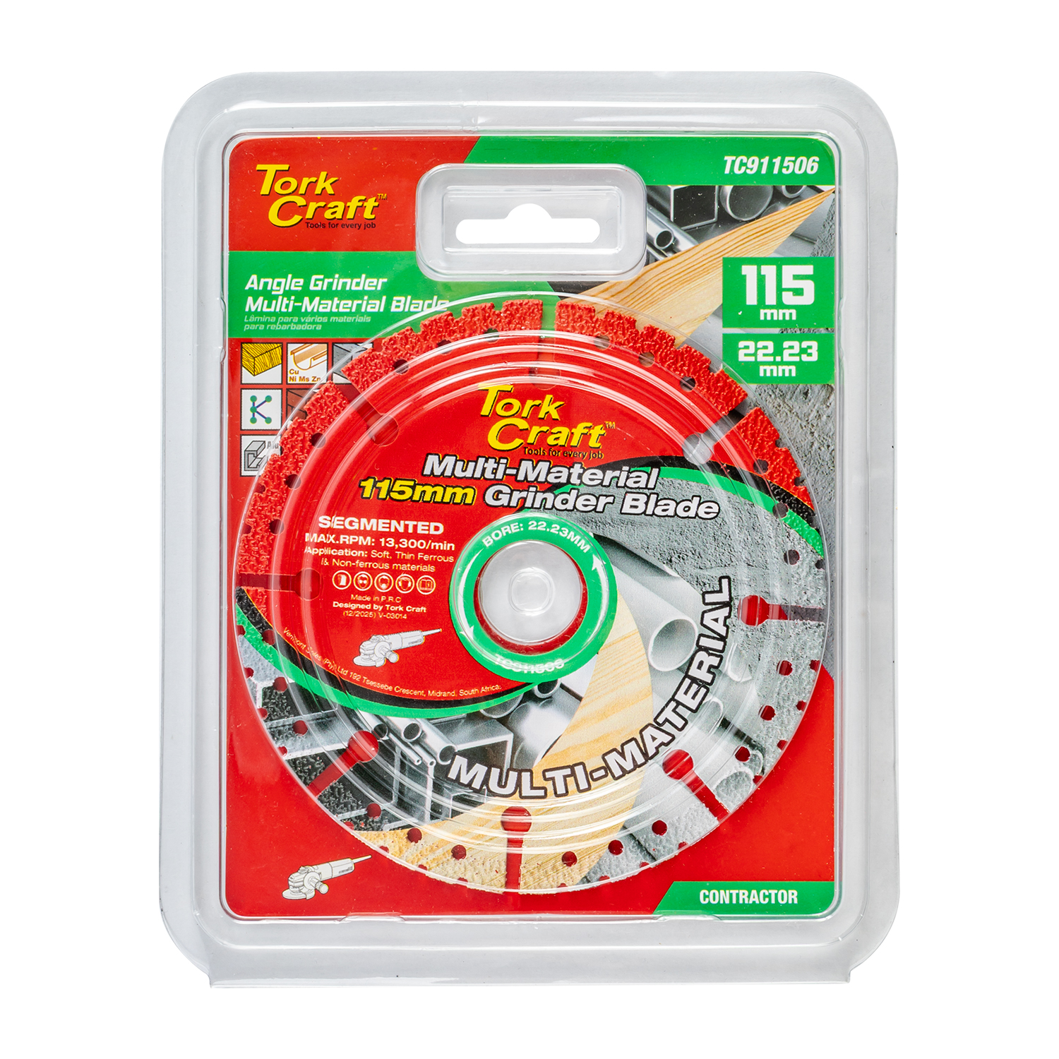 Tork Craft 115mm Multi-Material Diamond Cutting Blade for Angle Grinders