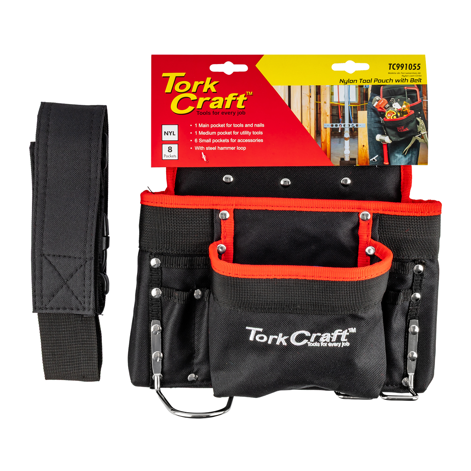 Tool Pouch Nylon With Belt Pocket + Loops