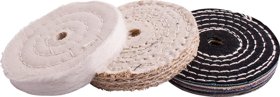 Buffing Wheel Kit 3pcs White & Denim Stiched Sisal Polishing