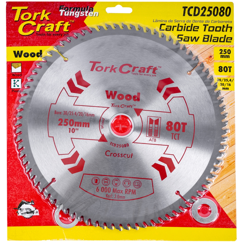 Blade Tct 250 X 80t 30/1/20/1 General Purpose Cross Cut Smooth