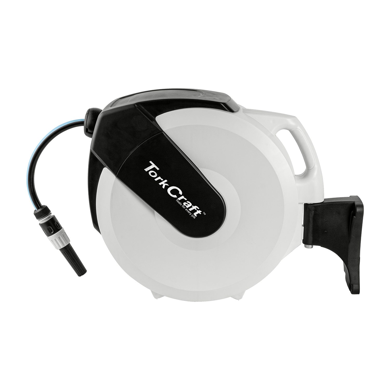 Tork Craft Retractable Water Hose Reel 20m x 13.5mm ID PVC Hose with Sprayer & Mount