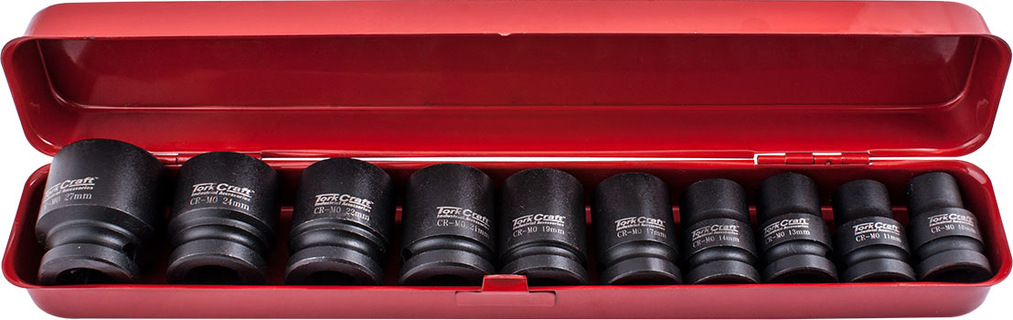 10pc 1/2' Drive Impact Socket Set (10.11.13.14.17.19.21.22.24.27)