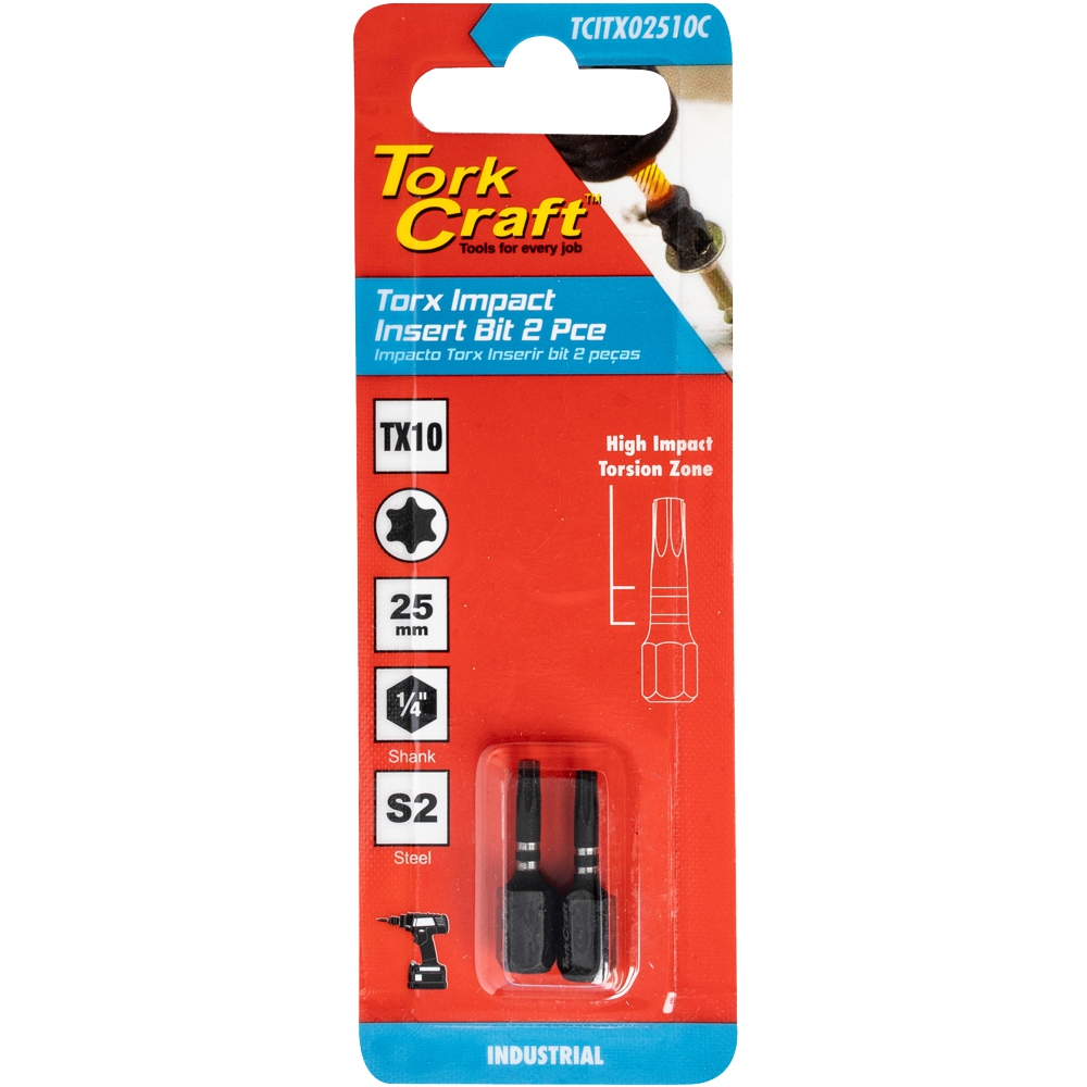 Torx Tx Impact Insert Bit 25mm 2pc Carded