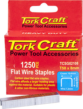 Flat Wire Staple 16g X T50 1250pc C/Steel For Tcsg0210