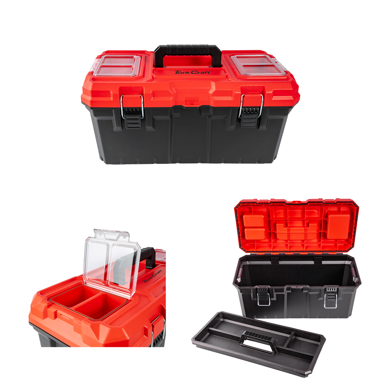 Heavy Duty Plastic Tool Box With Organizer Red/Black