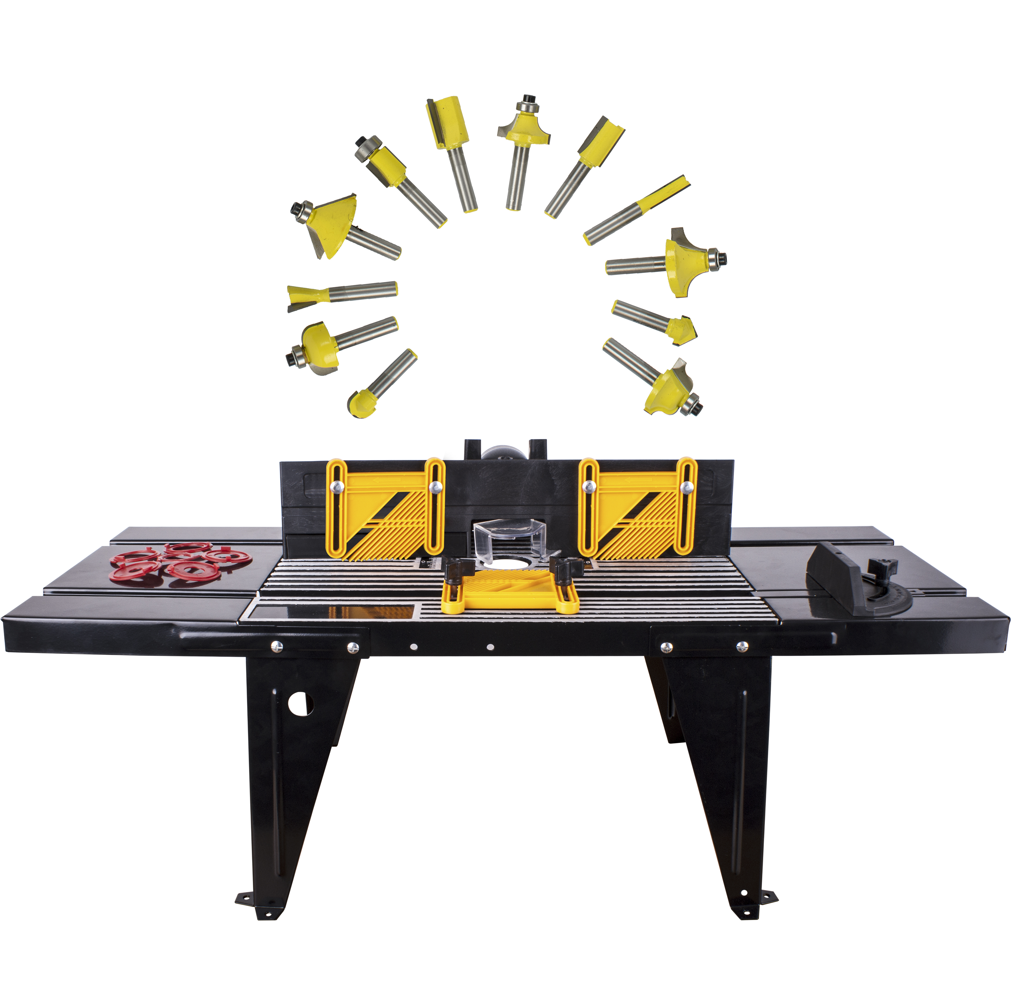 Router Table Rt001 C/w 12pc 1/4 Shank Router Bit Set Dy012b Ag