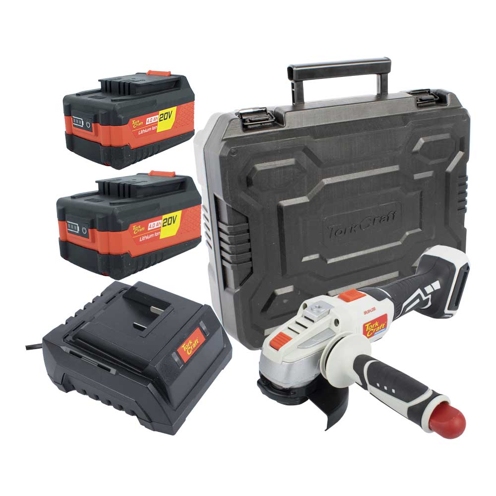 Angle Grinder 20v 115mm C/w Std. Charg. & 2 X 4.0ah Batteries